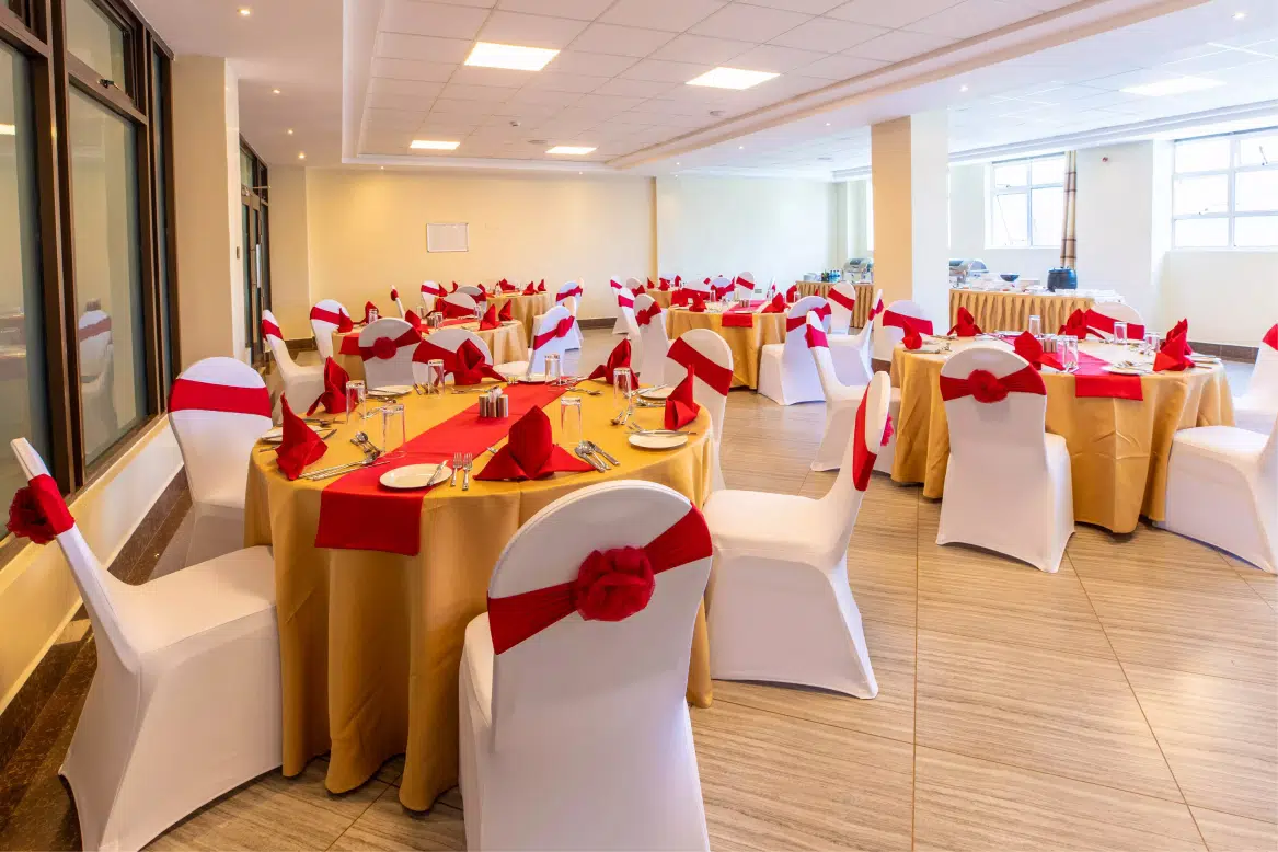 Conference hall boardroom setup